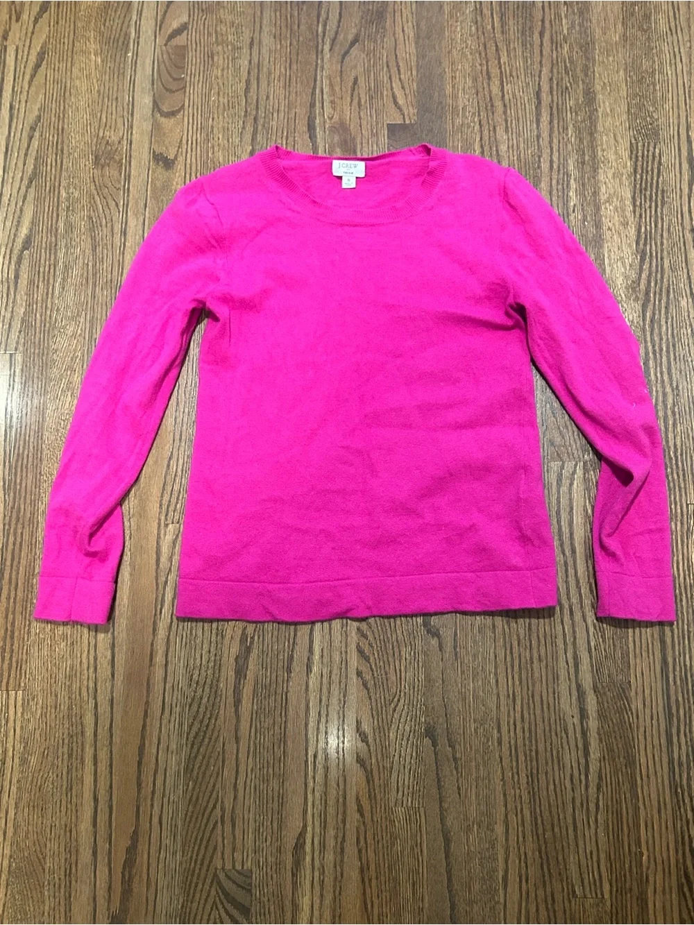 J.Crew Teddie Hot Pink Fuchsia Wool Blend Crewneck Sweater Size Small